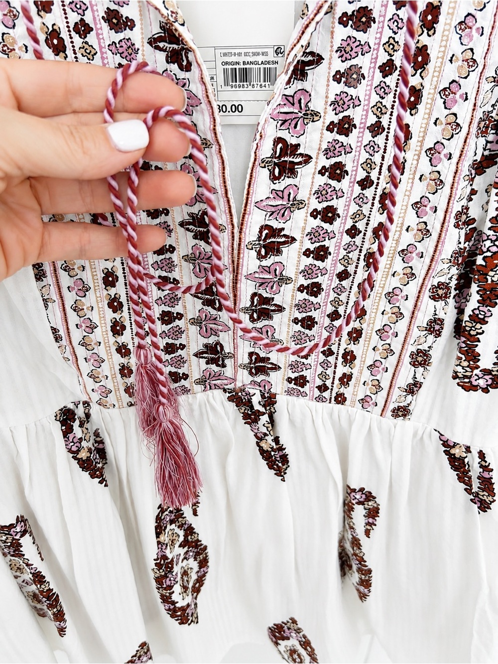 Knox Rose White Blouse with Black & Burgundy Embroidery - Picture 7 of 8